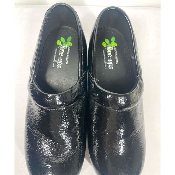 Sketchers Black Patent Leather Tone Ups Clog Slip On Comfort Shoes Women Size 9 - Picture 6 of 6